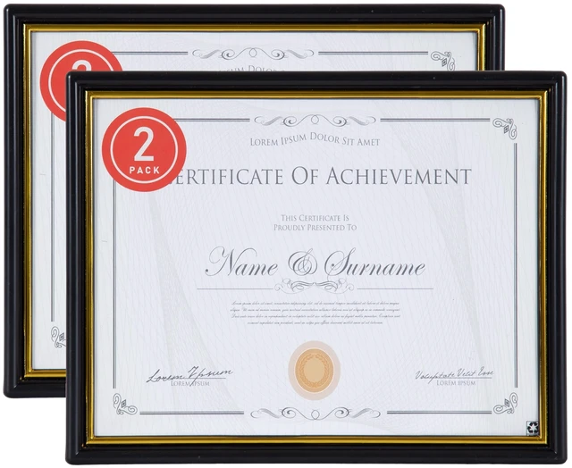 Main image of DesignOvation 8.5x11 Basic Black/Gold Document Frame, Set of 2