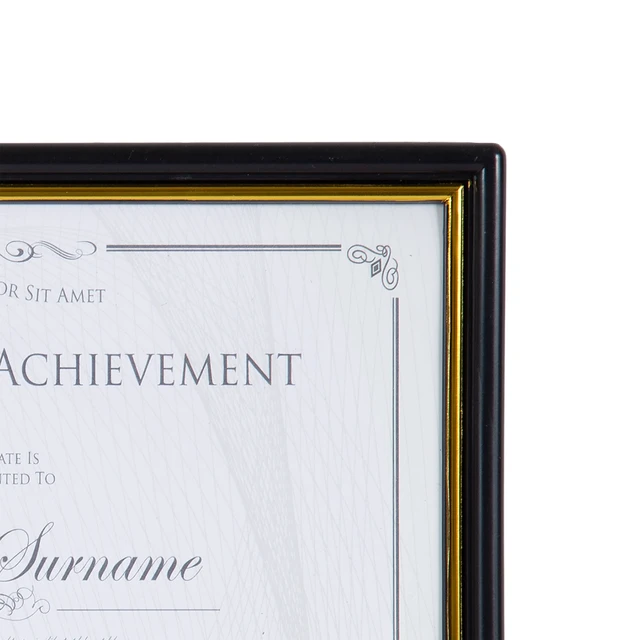 Alt view image 2 of 6 - DesignOvation 8.5x11 Basic Black/Gold Document Frame, Set of 2