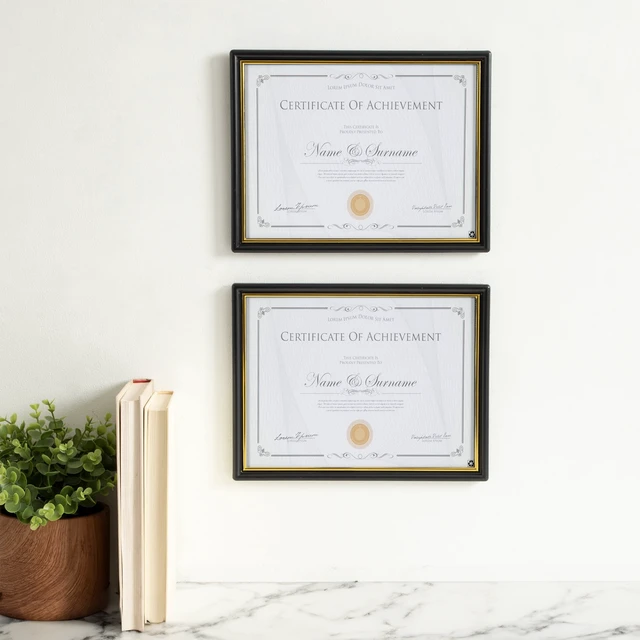 Alt view image 5 of 6 - DesignOvation 8.5x11 Basic Black/Gold Document Frame, Set of 2