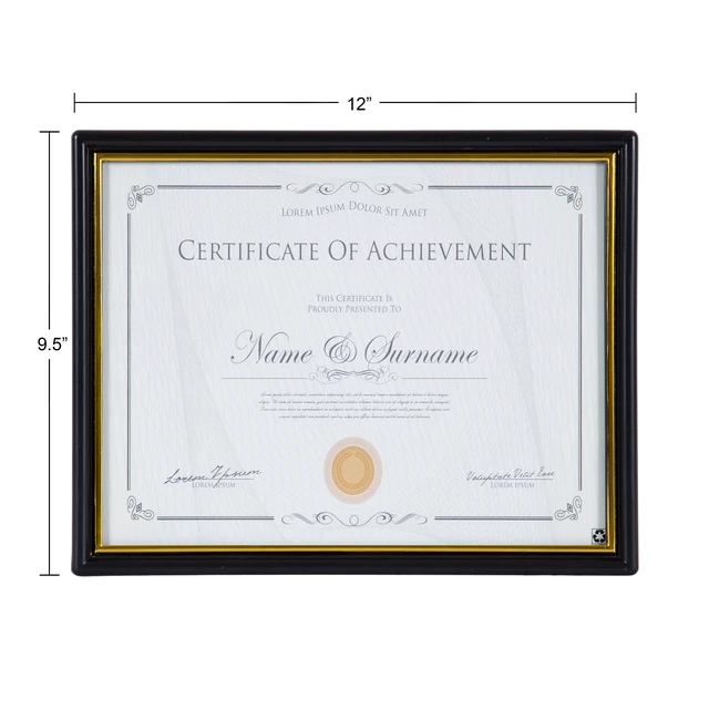 Alt view image 4 of 6 - DesignOvation 8.5x11 Basic Black/Gold Document Frame, Set of 2