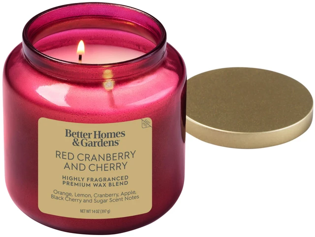 Main image of Better Homes & Gardens 2-Wick Cranberry & Cherry Jar Candle, 14 oz