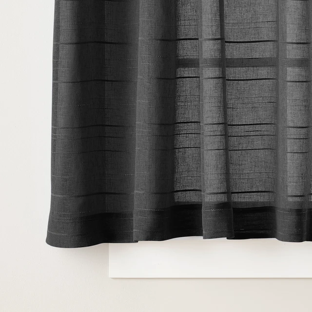 Alt view image 3 of 6 - Mainstays Woven Stripe Sheer Tab Top Curtain, Single Panel, 50"W x 63"L, Black