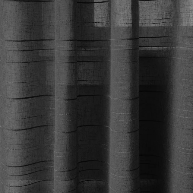 Alt view image 4 of 6 - Mainstays Woven Stripe Sheer Tab Top Curtain, Single Panel, 50"W x 63"L, Black