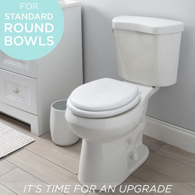 Alt view image 2 of 5 - Bath Bliss Extra Soft Vinyl Standard Round Toilet Seat, White