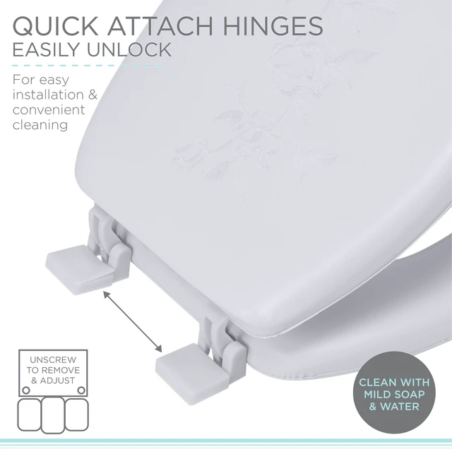 Alt view image 5 of 5 - Bath Bliss Extra Soft Vinyl Standard Round Toilet Seat, White