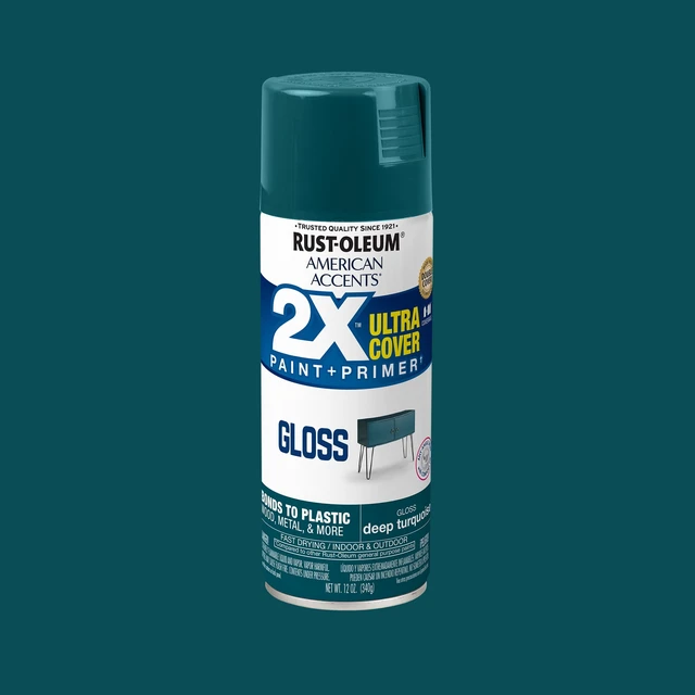 Alt view image 4 of 5 - Rust-Oleum American Accents 2X Ultra Cover Gloss Spray Paint 327902, Deep Turquoise, 12 Oz, 2 Pack