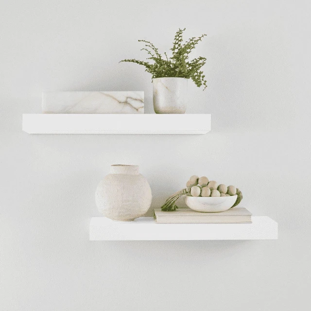 Main image of Mainstays 16.5-Inch Wood Floating Shelves, White, Set of 2