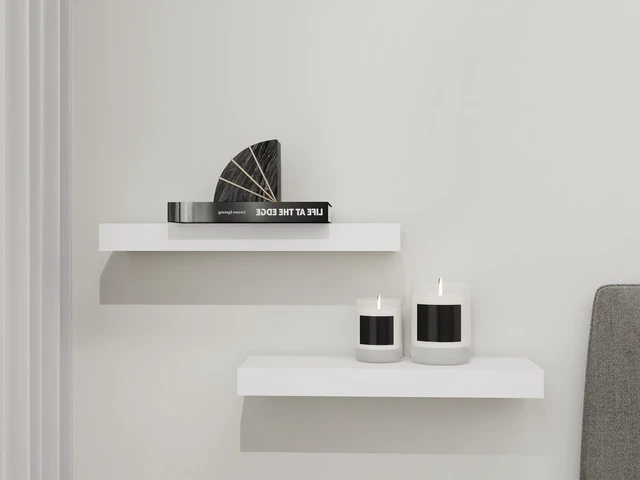 Alt view image 2 of 6 - Mainstays 16.5-Inch Wood Floating Shelves, White, Set of 2