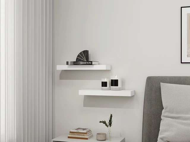 Alt view image 6 of 6 - Mainstays 16.5-Inch Wood Floating Shelves, White, Set of 2