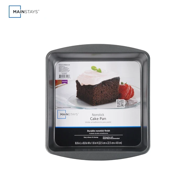 Alt view image 2 of 5 - Mainstays Nonstick Square Cake Pan, 9" x 9" x 2", 2 Pack, Gray