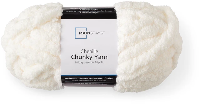 Main image of Mainstays Chunky Chenille Yarn 31.7yd Ivory 100% Polyester Super Bulky