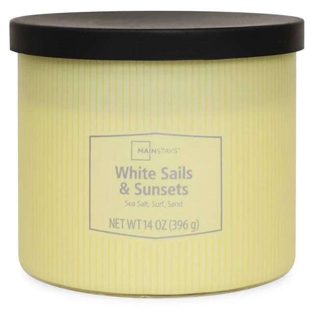 Alt view image 3 of 6 - Mainstays 3-Wick 14oz Textured Wrapped Candle, White Sails and Sunsets