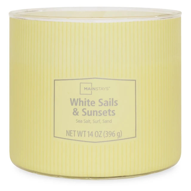 Alt view image 4 of 6 - Mainstays 3-Wick 14oz Textured Wrapped Candle, White Sails and Sunsets