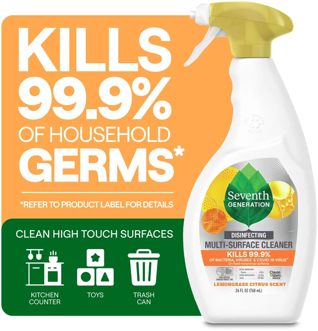 Main image of Seventh Generation Disinfectant Spray All-Purpose Cleaner, Lemongrass Citrus, 26 fl oz