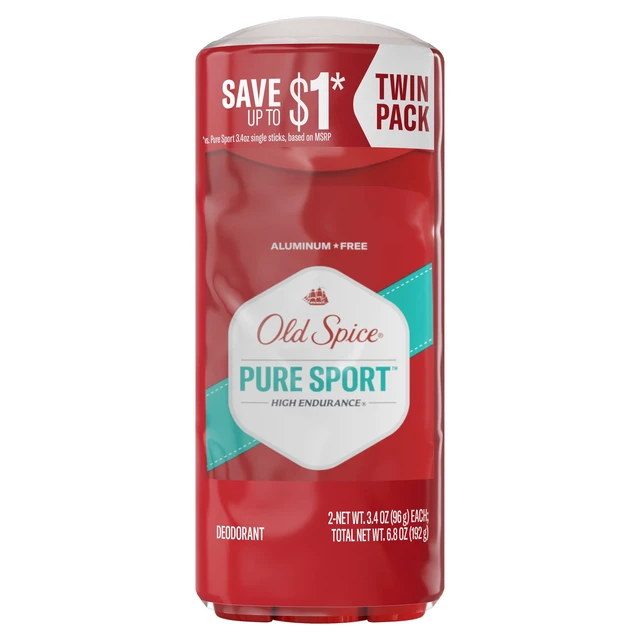 Alt view image 2 of 6 - Old Spice Pure Sport Aluminum Free Deodorant for Men, 24/7 Odor Protection, 3.4 oz, 2-Pack