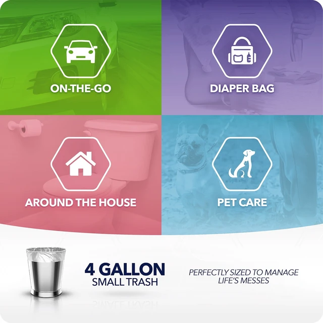 Alt view image 2 of 5 - Color Scents 4 Gallon Lavender Scent Bathroom Trash Bags, Microban, Twist Tie, 80 Count