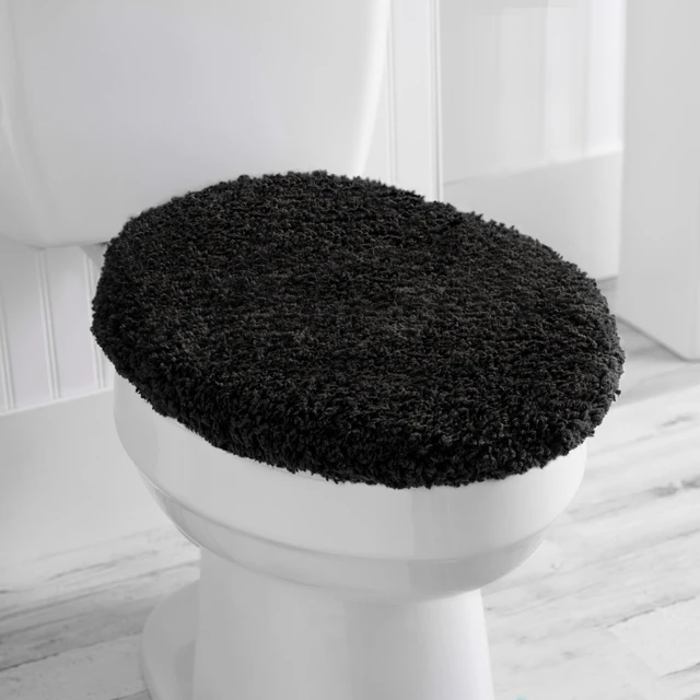 Alt view image 4 of 6 - Mainstays Basic Toilet Lid Cover, Polyester, Black, 19"x22"