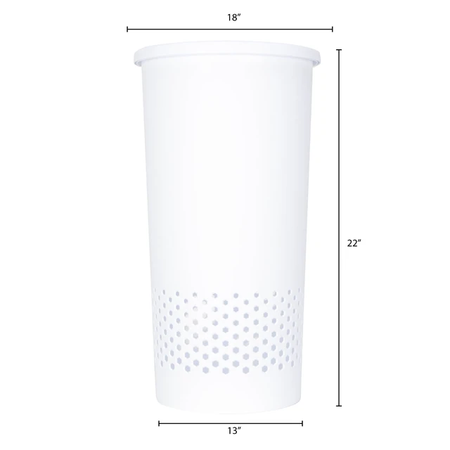 Alt view image 3 of 6 - Mainstays Round Lidded Hamper, White, Adult