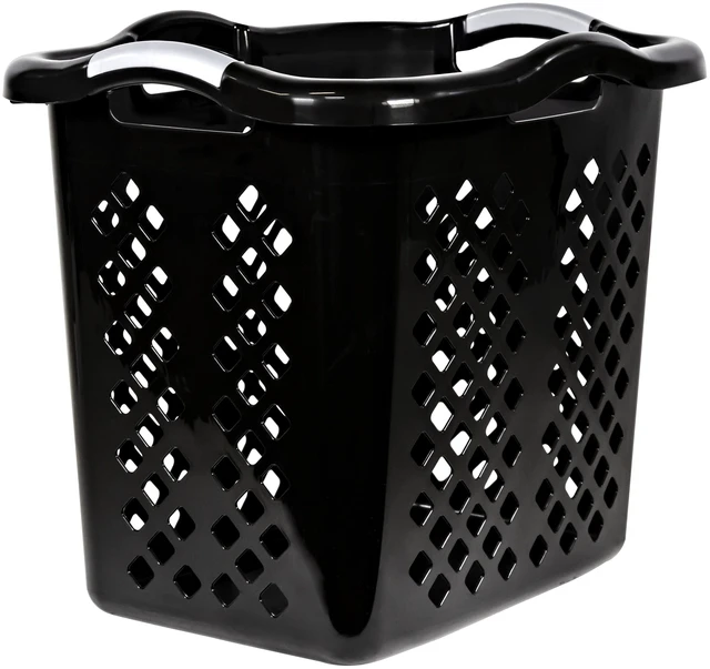Alt view image 5 of 7 - Home Logic Lamper 2 Bushel Plastic Laundry Basket with Silver Handles, Black, Adult
