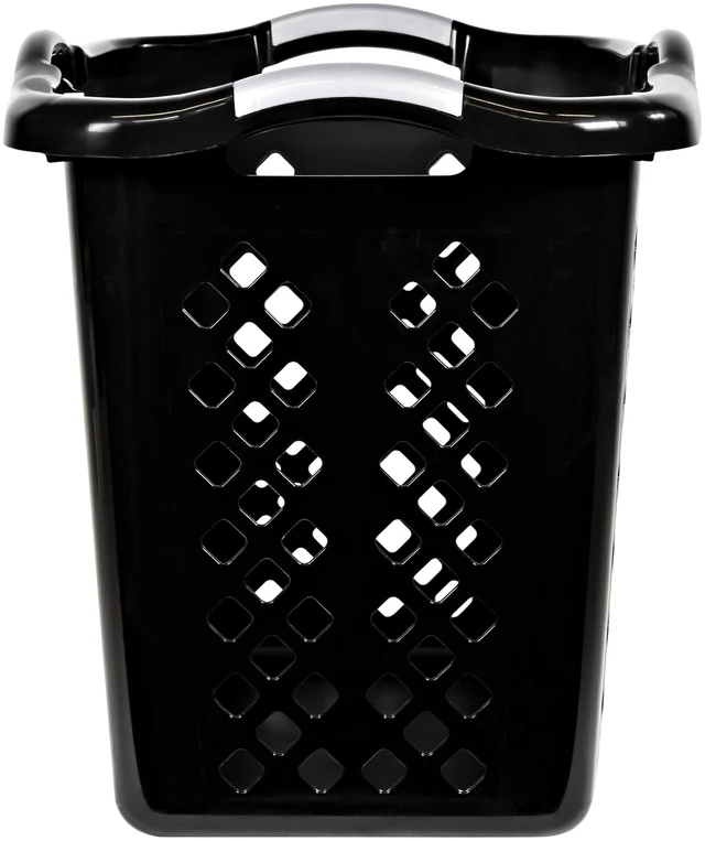 Alt view image 3 of 7 - Home Logic Lamper 2 Bushel Plastic Laundry Basket with Silver Handles, Black, Adult