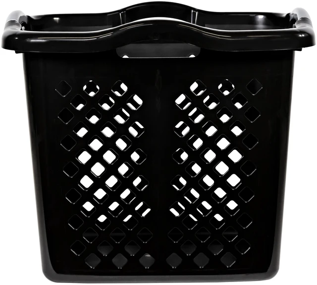 Alt view image 6 of 7 - Home Logic Lamper 2 Bushel Plastic Laundry Basket with Silver Handles, Black, Adult