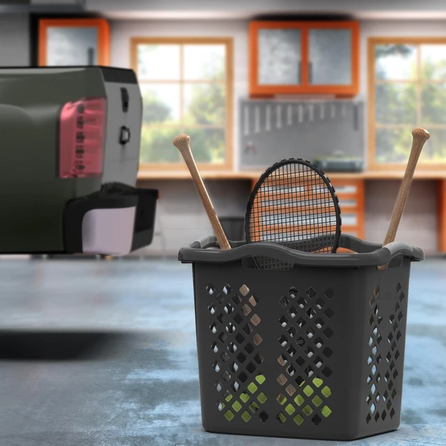 Alt view image 7 of 7 - Home Logic Lamper 2 Bushel Plastic Laundry Basket with Silver Handles, Black, Adult