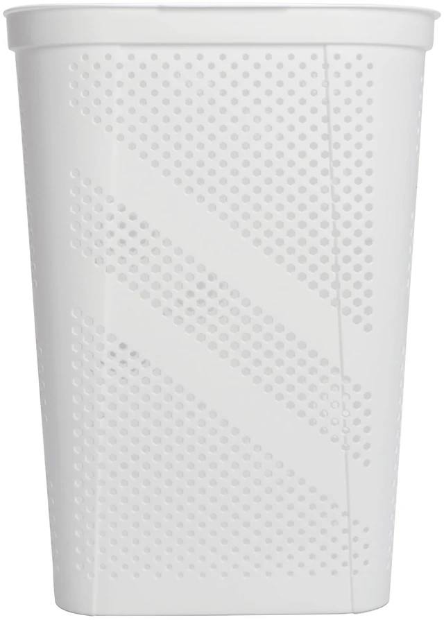 Main image of Mainstays Plastic Rectangular Hinged-Lid Laundry Hamper, White, Adult