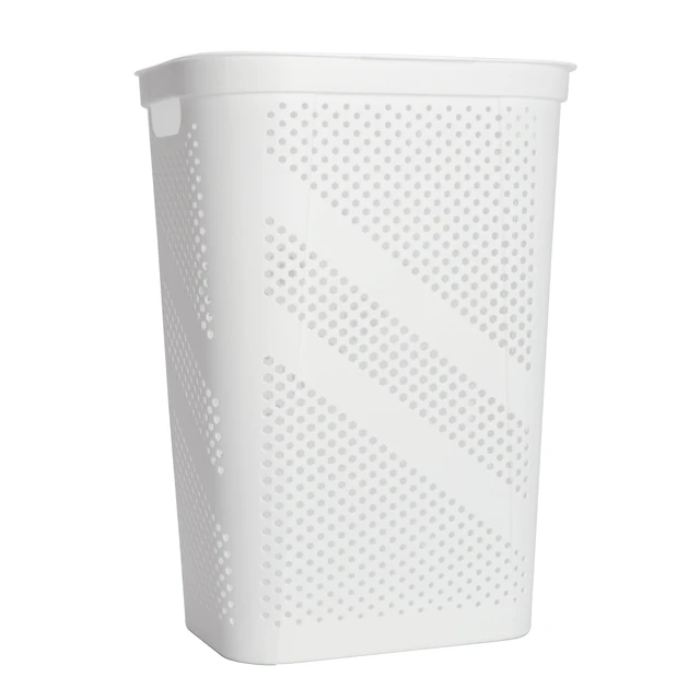 Alt view image 4 of 4 - Mainstays Plastic Rectangular Hinged-Lid Laundry Hamper, White, Adult