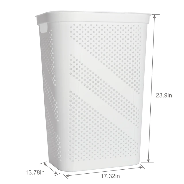 Alt view image 2 of 4 - Mainstays Plastic Rectangular Hinged-Lid Laundry Hamper, White, Adult