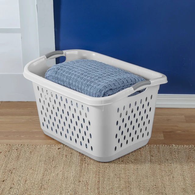 Alt view image 4 of 6 - Sterilite Extra Large 2.7 Bushel Plastic Laundry Basket with 2 Carry Handles, White