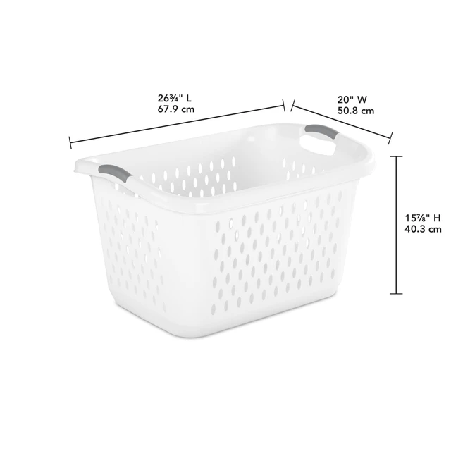 Alt view image 6 of 6 - Sterilite Extra Large 2.7 Bushel Plastic Laundry Basket with 2 Carry Handles, White