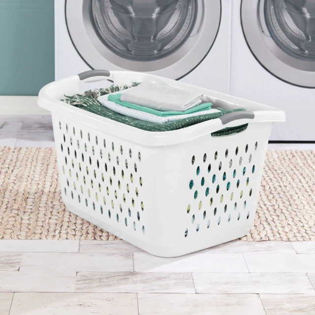 Alt view image 5 of 6 - Sterilite Extra Large 2.7 Bushel Plastic Laundry Basket with 2 Carry Handles, White