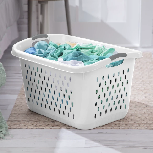 Alt view image 2 of 6 - Sterilite Extra Large 2.7 Bushel Plastic Laundry Basket with 2 Carry Handles, White
