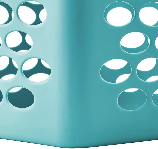 Alt view image 4 of 6 - Mainstays 2 Bushel Flexible Square Laundry Hamper, Teal