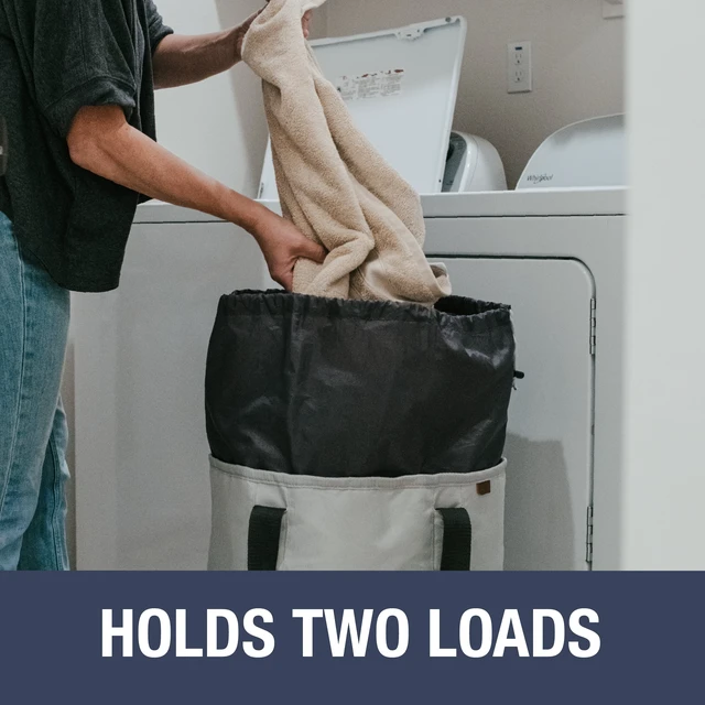 Alt view image 2 of 6 - CleverMade Laundry Duffel Luxe - Stone Gray / Shadow Gray