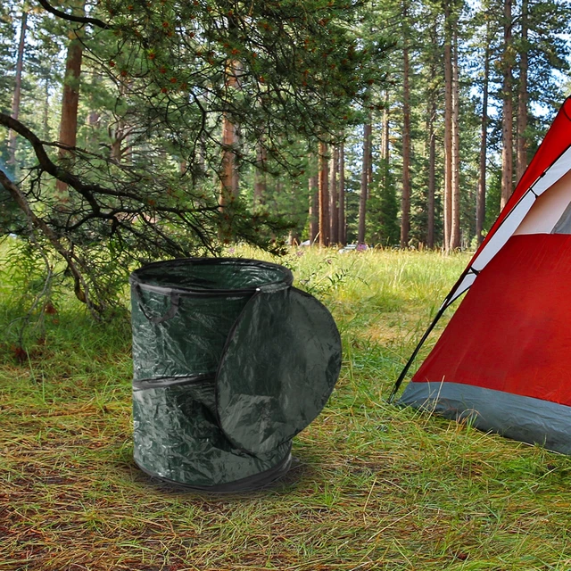 Alt view image 4 of 6 - Wakeman 29.5 Gallon Pop Up Outdoor Garbage Can, Collapsible Trash Can for Parties, Yard Waste, Laundry, Camping, Green