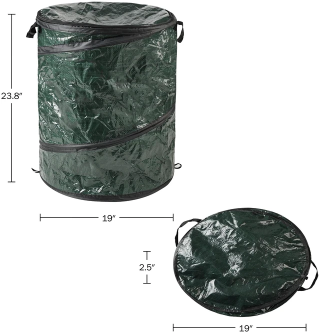 Alt view image 3 of 6 - Wakeman 29.5 Gallon Pop Up Outdoor Garbage Can, Collapsible Trash Can for Parties, Yard Waste, Laundry, Camping, Green