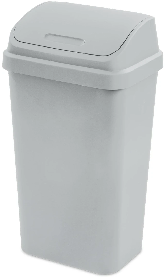Main image of Sterilite 13Gallon Kitchen Trash Can, Plastic Garbage Bin with Swing Top Lid, Light Gray
