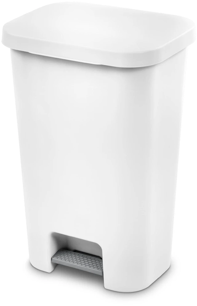 Main image of Sterilite 11.9 Gallon Plastic Large Kitchen Trash Can with Step Lid, White