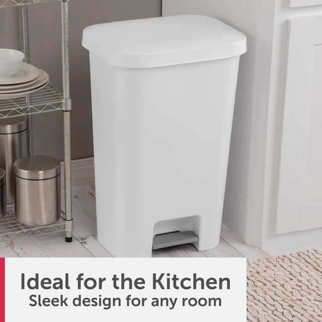 Alt view image 5 of 6 - Sterilite 11.9 Gallon Plastic Large Kitchen Trash Can with Step Lid, White