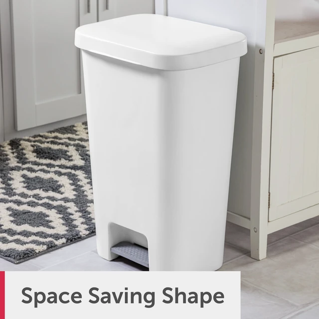 Alt view image 2 of 6 - Sterilite 11.9 Gallon Plastic Large Kitchen Trash Can with Step Lid, White