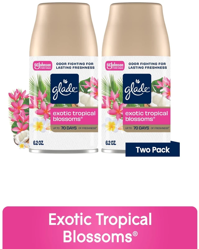 Main image of Glade Automatic Spray Refills 6.2oz 2 Count, Exotic Tropical Blossoms, Infused with Essential Oils