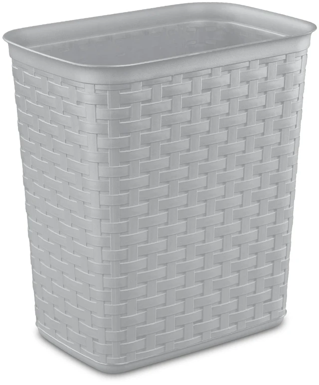 Main image of Sterilite 3.4 Gallon Plastic Weave Small Bathroom Trash Can, No Lid, Gray