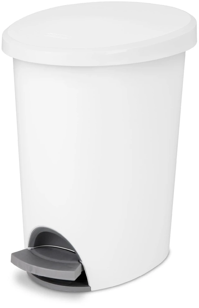 Main image of Sterilite 2.6 Gallon Plastic Small Bathroom Trash Can with Step Lid, White