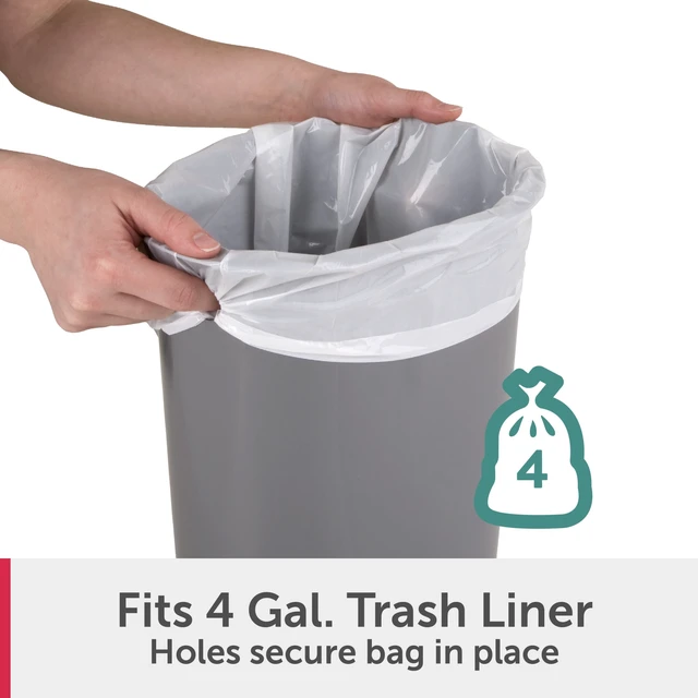 Alt view image 5 of 6 - Sterilite 2.6 Gallon Plastic Small Bathroom Trash Can with Step Lid, White
