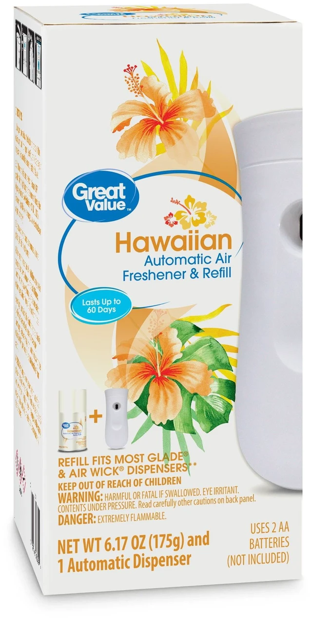 Main image of Great Value Automatic Air Freshener Spray Kit with 1 Refill, Hawaiian, 2 Pieces