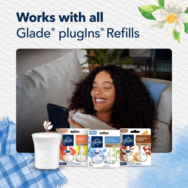 Alt view image 2 of 5 - Glade Scent Flow PlugIns Air Freshener Starter Kit, Clean Linen, 1 Device + 1 Refill, 0.67fl oz