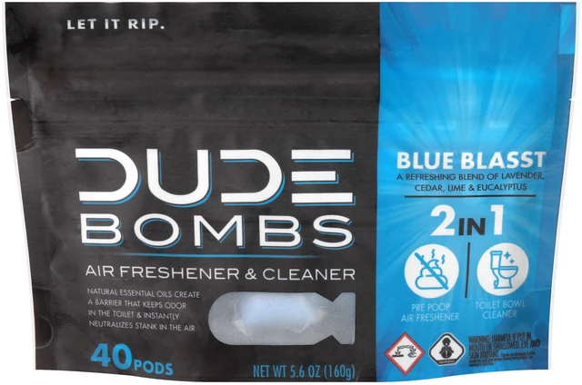 Main image of Dude Bombs 2 in 1 Pods Blue Blasst Air Freshener & Cleaner, 40 Count