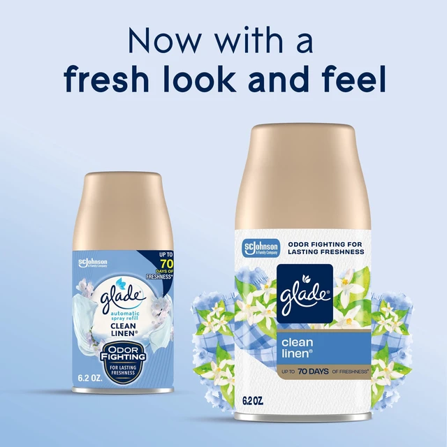 Alt view image 2 of 6 - Glade Automatic Spray Refill 2 x 6.2 oz Clean Linen Air Freshener (2 Refills)