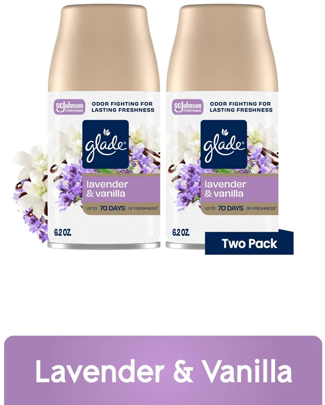 Main image of Glade Automatic Spray Refills, 6.2 oz, 2 Count, Lavender & Vanilla, Infused With Essential Oils